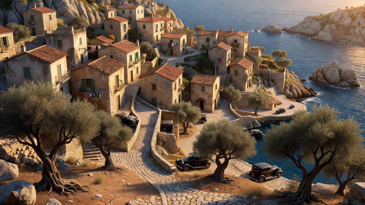 Mafia The Old Country Mediterranean village landscape concept art